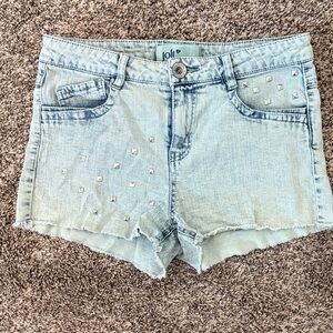 Jolt Light Blue Studded Denim Cutoff Shorts